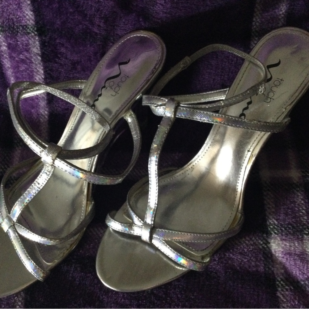 Silver Strappy Heels